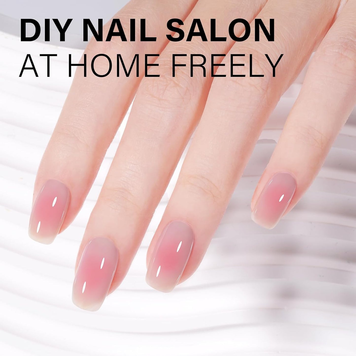 AILLSA Ruddy Pink Gel Nail Polish Romantic Flamingo Jelly Gel Polish Sheer Rose Translucent Nude Gel Polish Long Lasting Blush Red Color Soak Off U V Gel for French Manicure Nail Art at Home 0.51 Oz