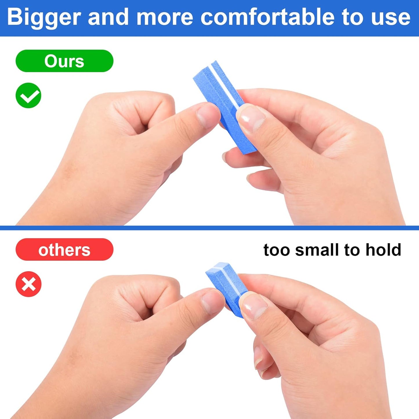Buffer Block Nail File, 100/180 Grit Sponge Nail Buffers for Acrylic Nails, Mini Buffing Block Double Sided for Manicure Tools 30 Count - Blue