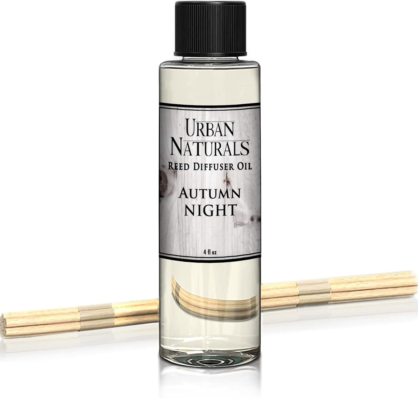 Urban Naturals Autumn Night Reed Diffuser Refill Oil with Free Set of Reed Sticks. Woodsy Fall Scent – Cinnamon, Nutmeg, Clove, Apple, Cedar & Sandalwood, 4 oz