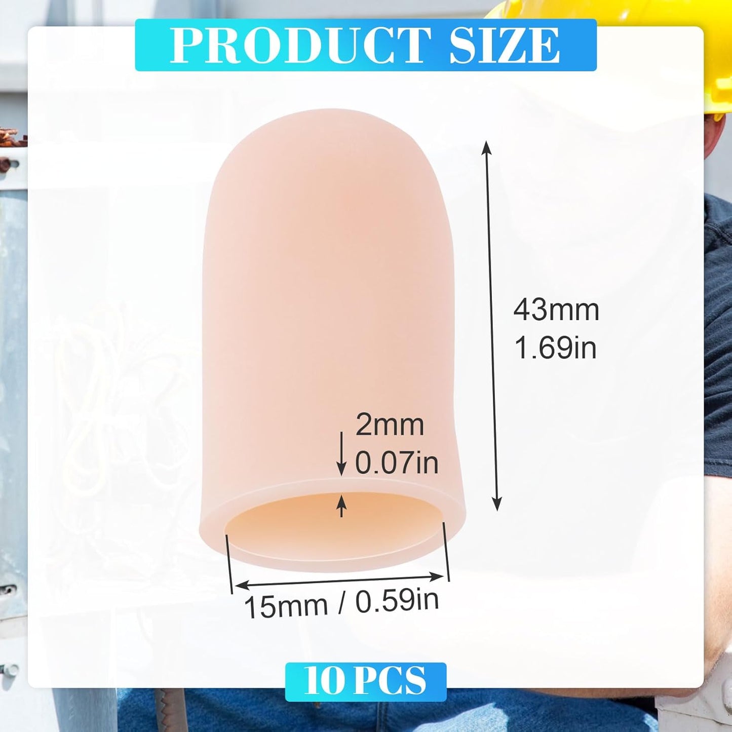 ANCIRS 10pcs Gel Finger Support Protector Caps Gloves, Gel Finger Cots/Covers, Silicone Fingertips for Hands Cracking, Eczema Skin, Trigger Finger Arthritis Pain Relief