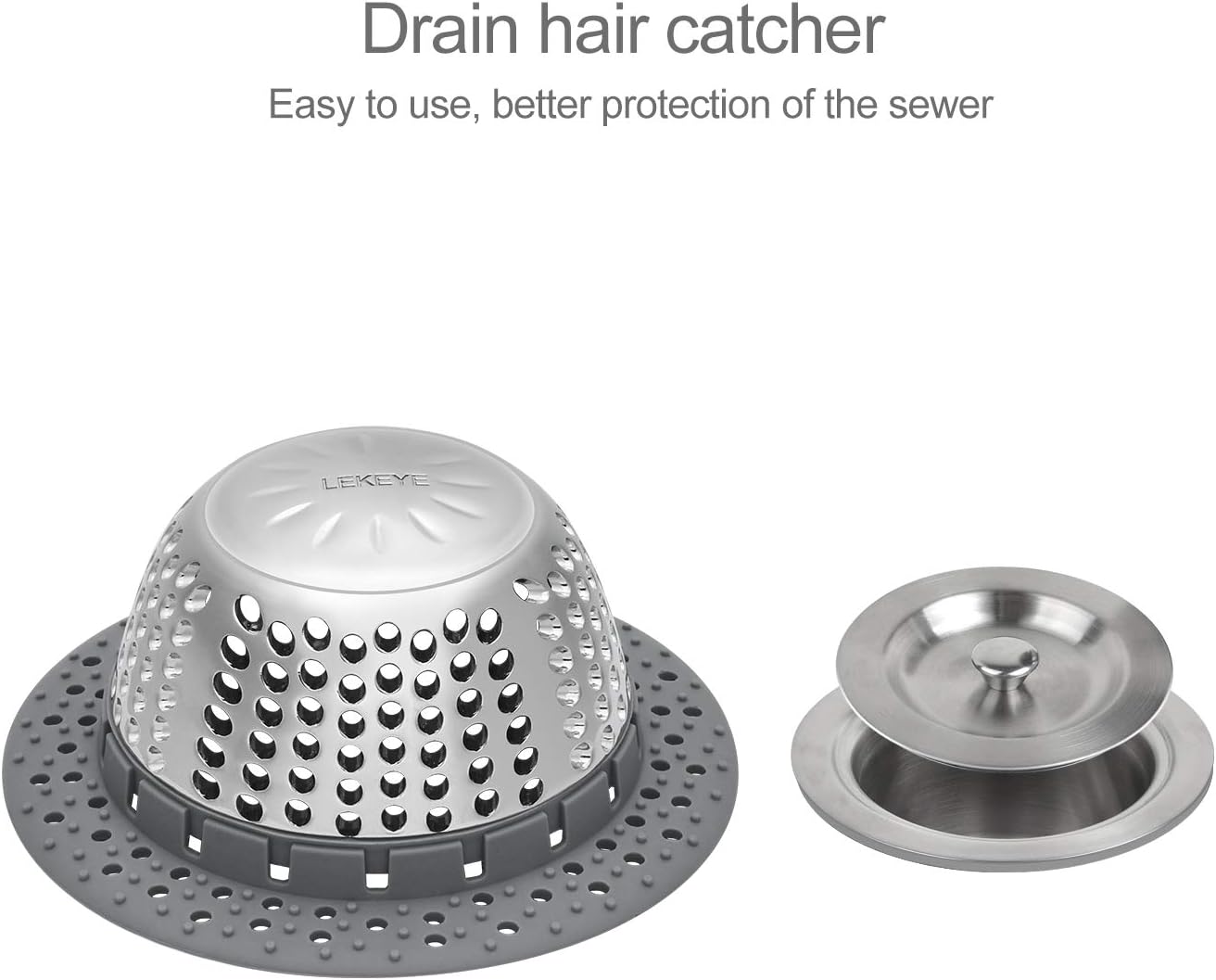 LEKEYE Drain Hair Catcher/Bathtub Drain Cover/Drain Protector for Pop-Up & Regular Drains(Patented Product)