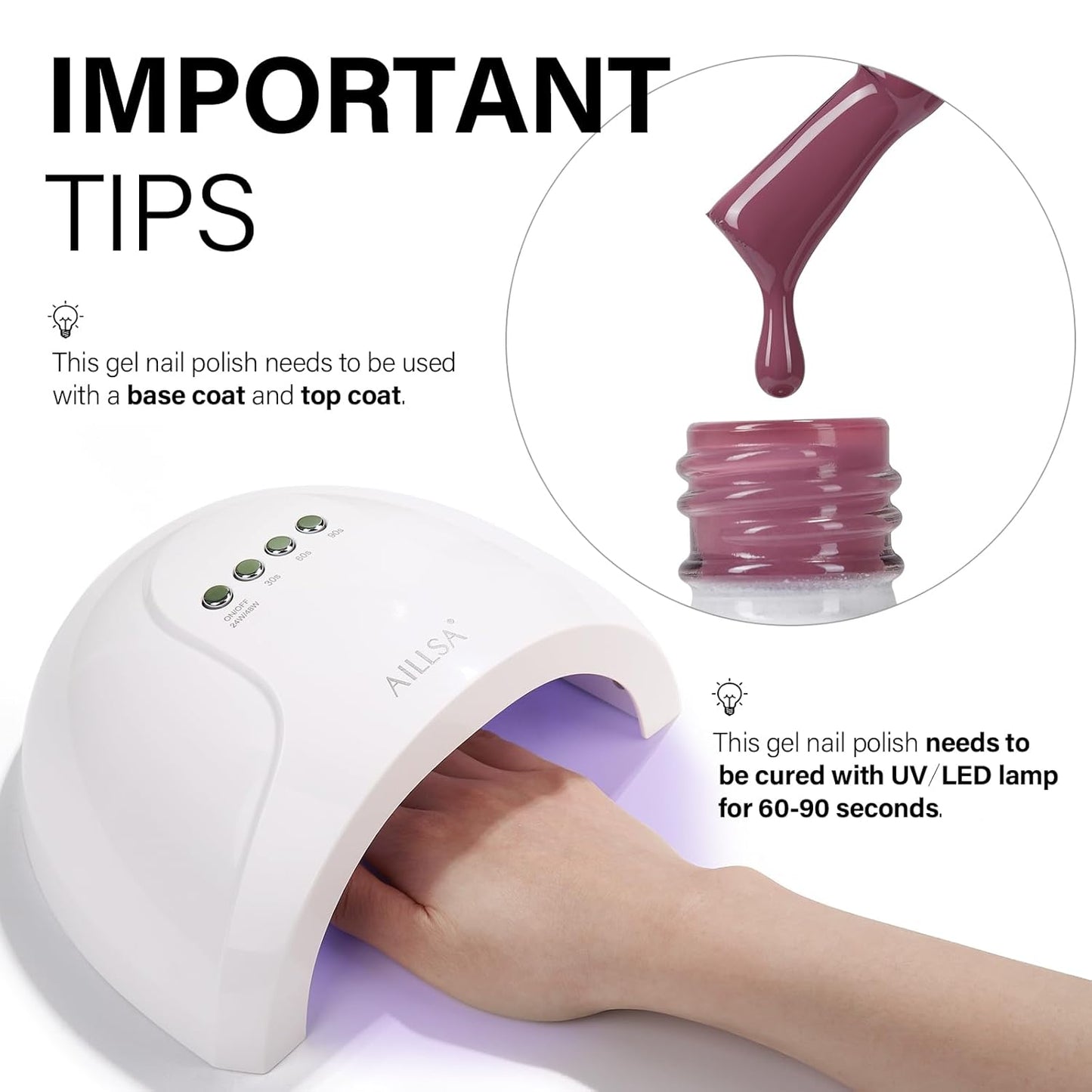 AILLSA Mauve Gel Nail Polish Dusty Pink Gel Polish Nude Rose Nail Polish Light Purple Natural Nails Prune Color Fall Winter Soak Off U V Nail Art Holiday Gift For Women 0.51 Fl Oz