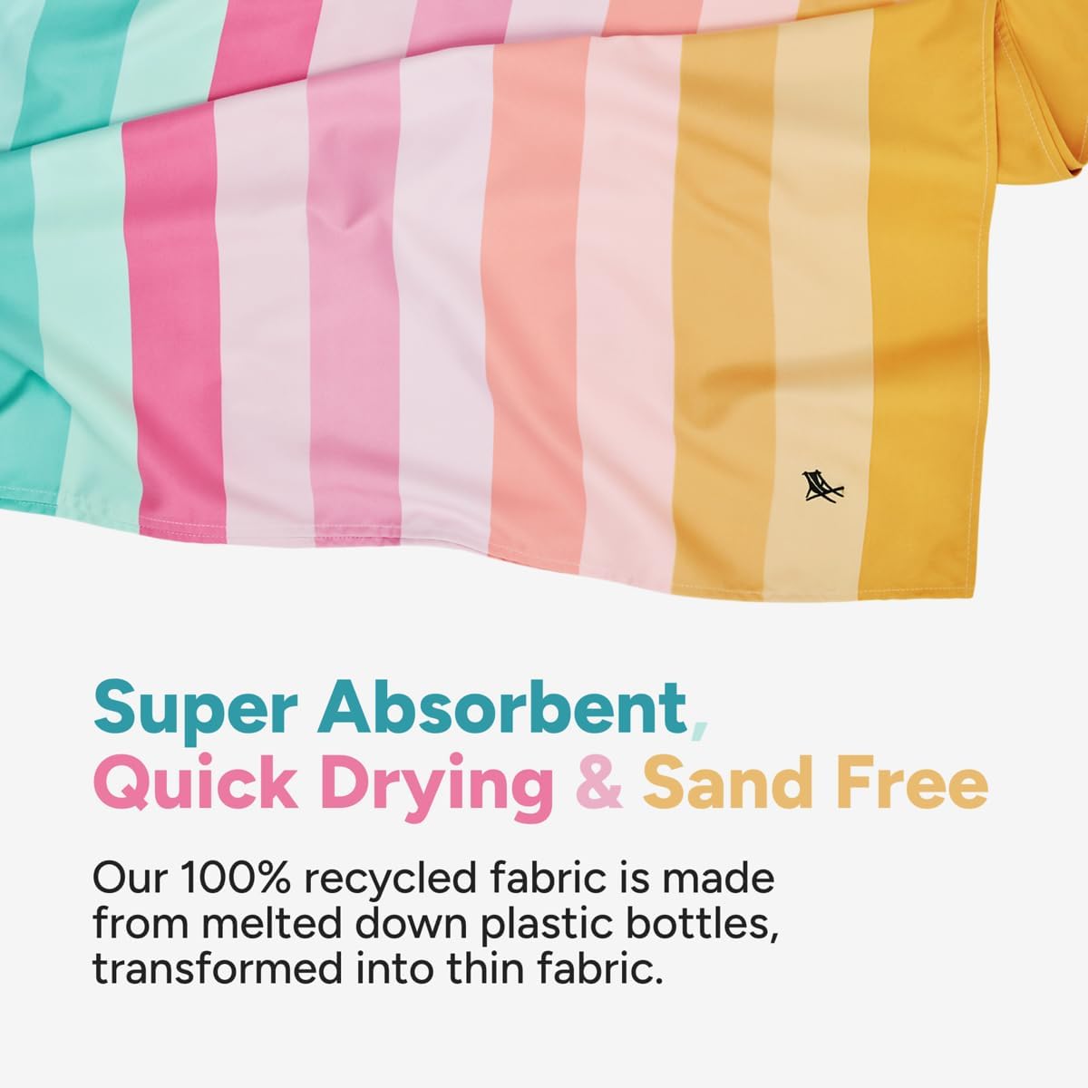 Dock & Bay Quick Drying Towel - for Sports & Gym - Compact, Lightweight - 100% Recycled - Includes Bag - Coastal Candy, Extra Large (200x90cm, 78x35)