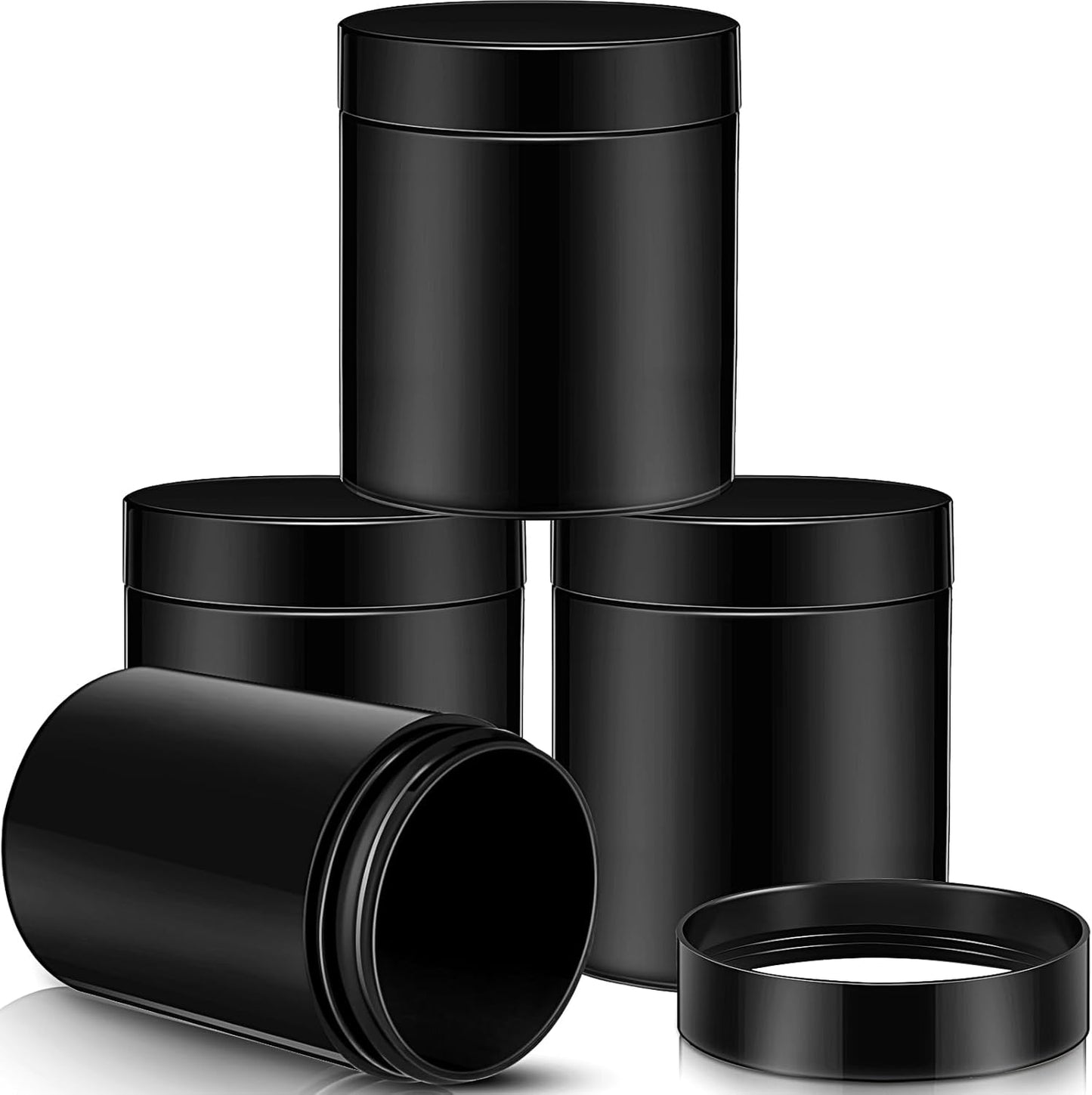 SATINIOR 12 Pack 8 oz Plastic Container Jars with Lids Round Clear Travel Cosmetic Container Slime Jar for Toiletries, Lotion, Cream, Ointment, Makeup, Rhinestone, Sample, Kitchen Storage(Pure Black)