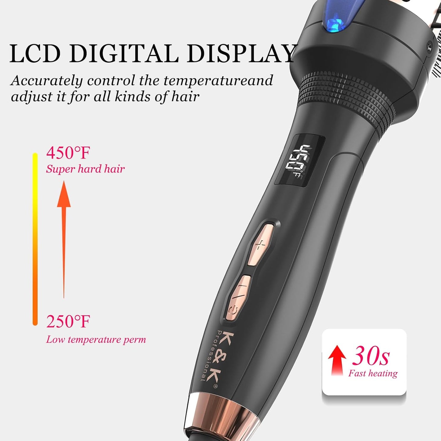 K&K 1 1/2 Inch Ceramic Tourmaline Ionic Heated Round Brush Curling Brush Creates Blowout Look -Creates Root Volume & Loose Curls Volume Curls Dual Voltage Hair Styling Tool (Black, 1.5 Inch)