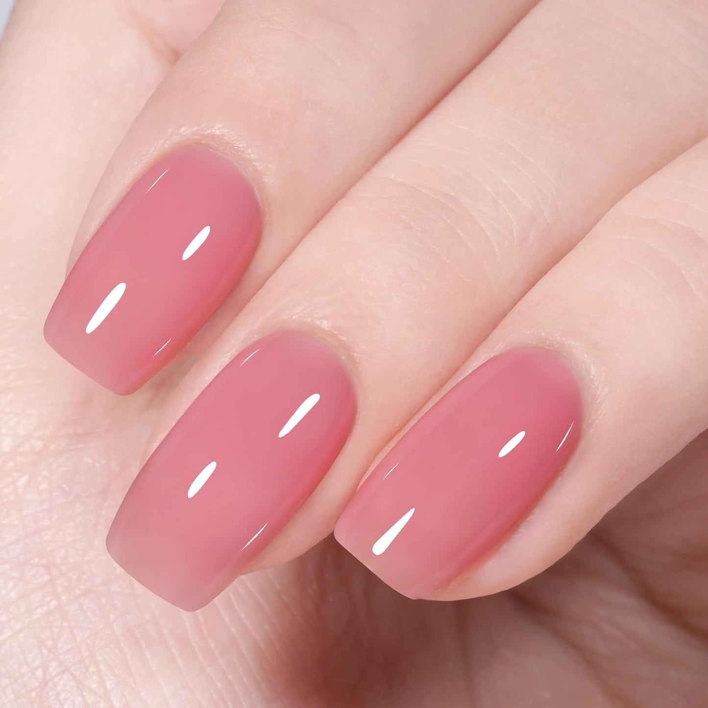 AILLSA Ruddy Pink Gel Nail Polish Romantic Flamingo Jelly Gel Polish Sheer Rose Translucent Nude Gel Polish Long Lasting Blush Red Color Soak Off U V Gel for French Manicure Nail Art at Home 0.51 Oz