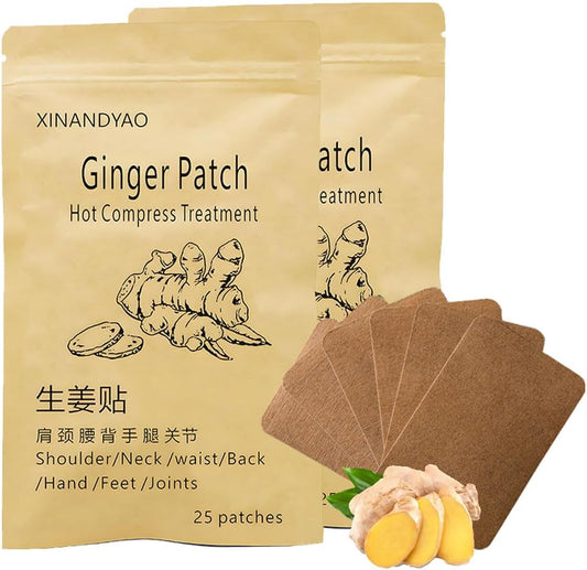 50 Count Ginger Self-Heating Patches | Long-Lasting Comfort for Back, Neck, Shoulders, Knees & Joints | 8-Hour Herbal Warming Pads (12x8cm)