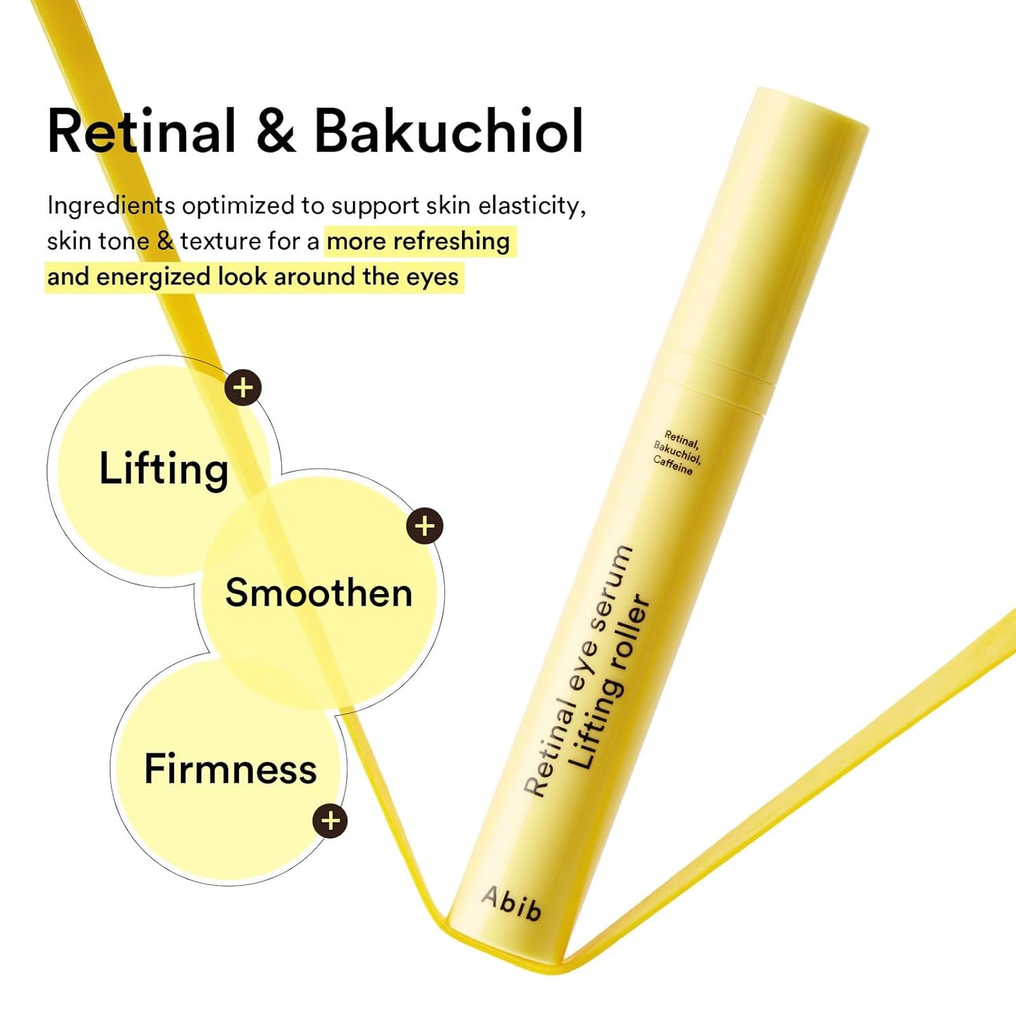 Abib Retinal Eye Serum Lifting Roller 0.5 Fl Oz,15ml | Anti-Aging Eye Applicator for Wrinkles, Puffiness, Dark Circles with Caffeine & Bakuchiol for Under Eyes | Travel Size Skincare Essential
