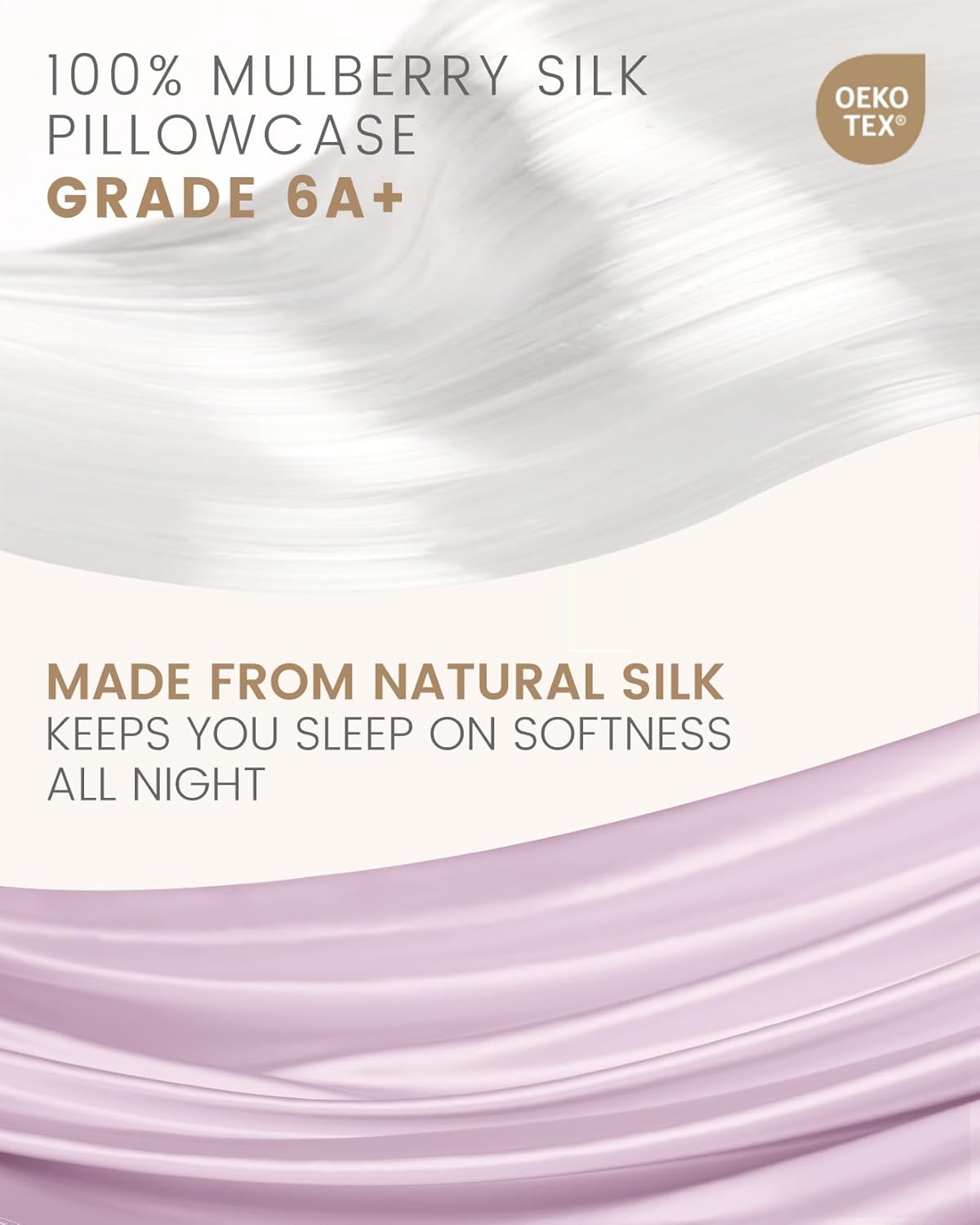 THXSILK 100% Mulberry Silk Pillowcase for Hair and Skin, Grade 6A+ Mulberry Silk Pillow Case Soft and Breathable, Hypoallergenic Pillow Case Cover with Zipper, 1pc (Queen 20"x30", Light Purple)