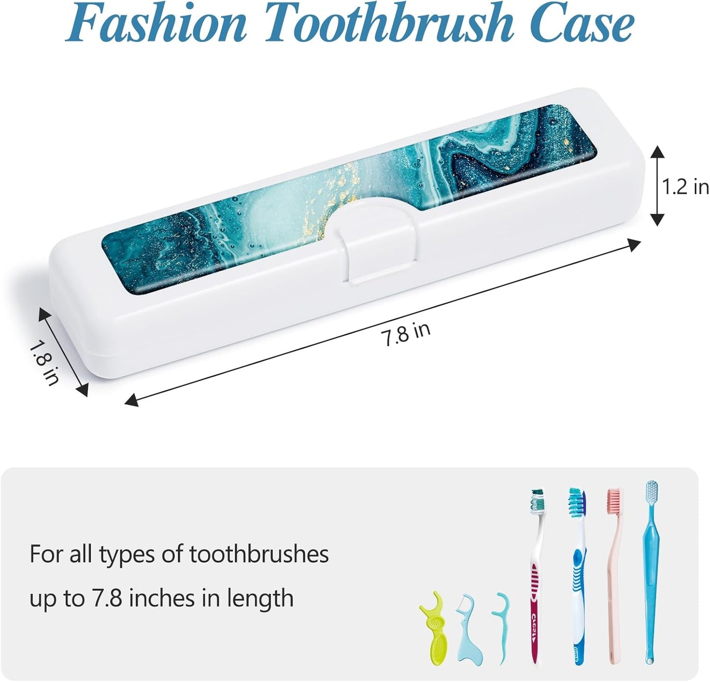 Toothbrush Travel Case - Colorful Pattern, Holder and Covers for Toothbrushes, Includes Tongue Scraper Case