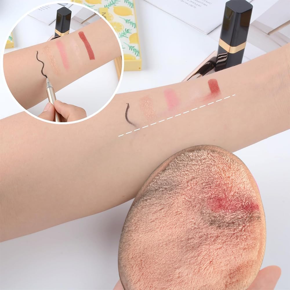 Reusable Makeup Remover Pads Soft Makeup Remover Cloths Washable Facial Makeup Cleansing Pads for Face,Lip,Eyes 12PCS