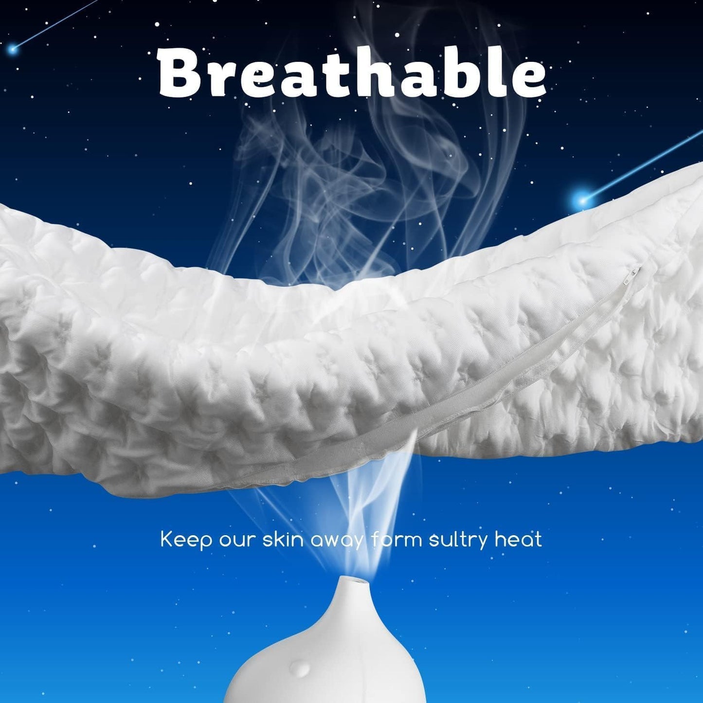 Cooling Side Sleeper Pillow for Neck and Shoulder Pain, Luxury Shredded Memory Foam Curved Bed Pillows for Sleeping Set of 1- Adjustable Queen Size- Washable Cover Original White