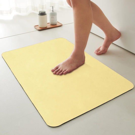 Bathroom Mat Quick Dry, Bathroom Rugs Non Slip Washable Thin Absorbent Bath Mat Fits Under Door Bathroom Floor Mat Perfect for Bath, Shower, or Sink 16"x24" Light Yellow