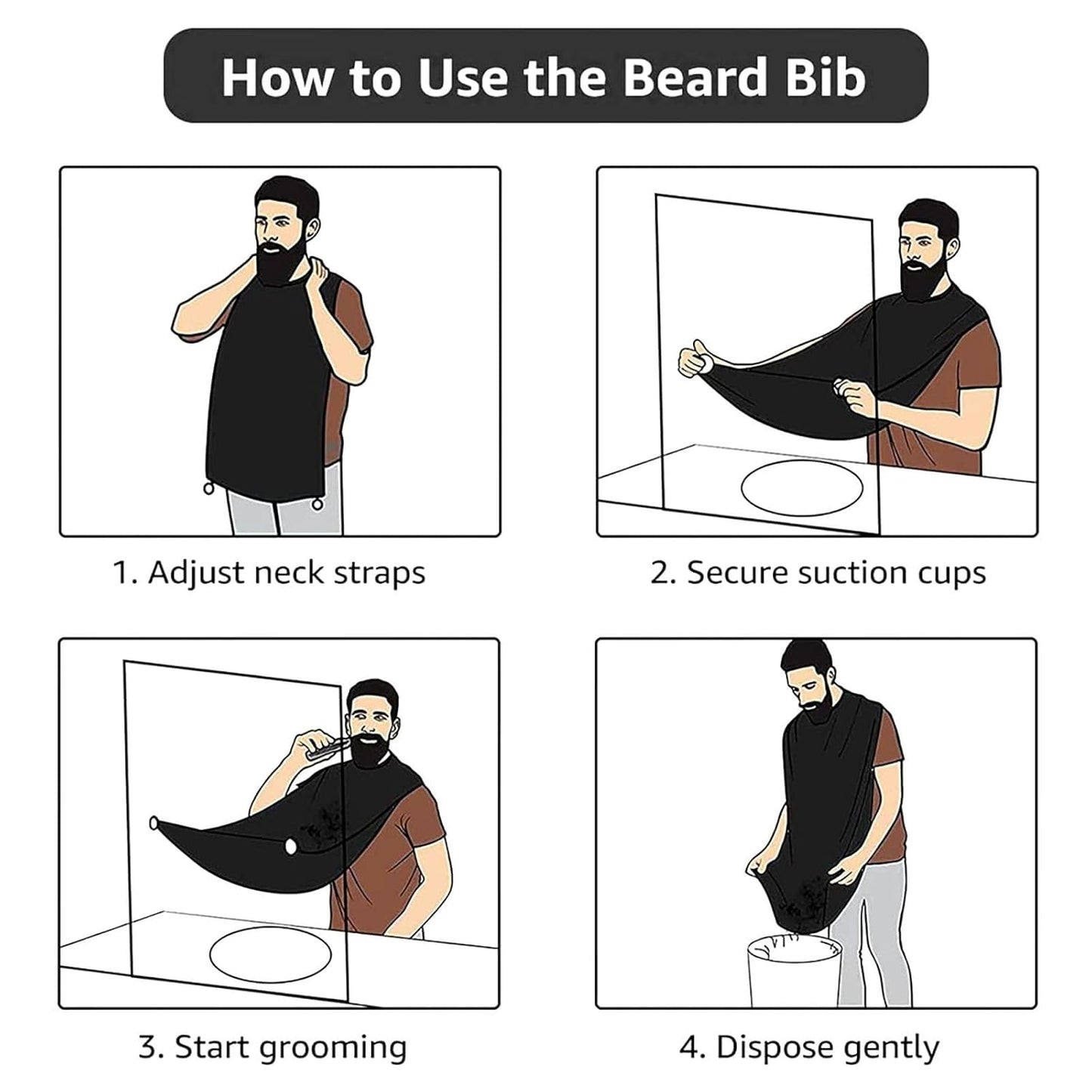 Blue Tie Beard Bib Apron, Beard Hair Catcher For Men Shaving, Waterproof With Suction Cups