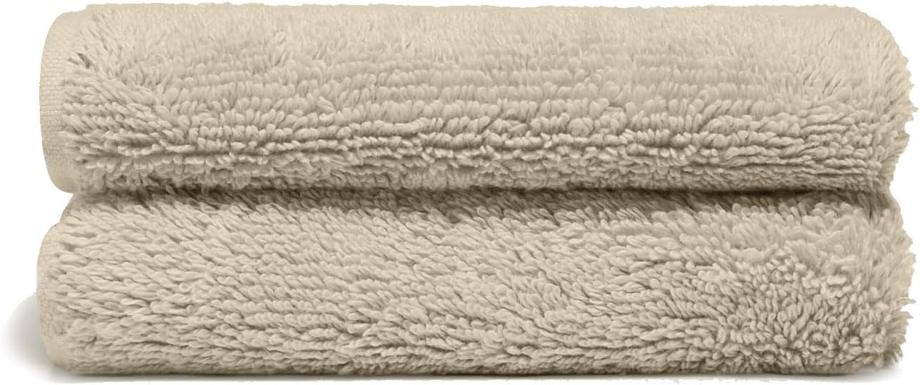 Italic Ultraplush 100% Australian Cotton Washcloths - Set of 2 Luxury Plush Face Wash Cloths, Soft and Absorbent 800 GSM Washcloth for Bathroom, Spa, Gym, Face and Body (Sand)