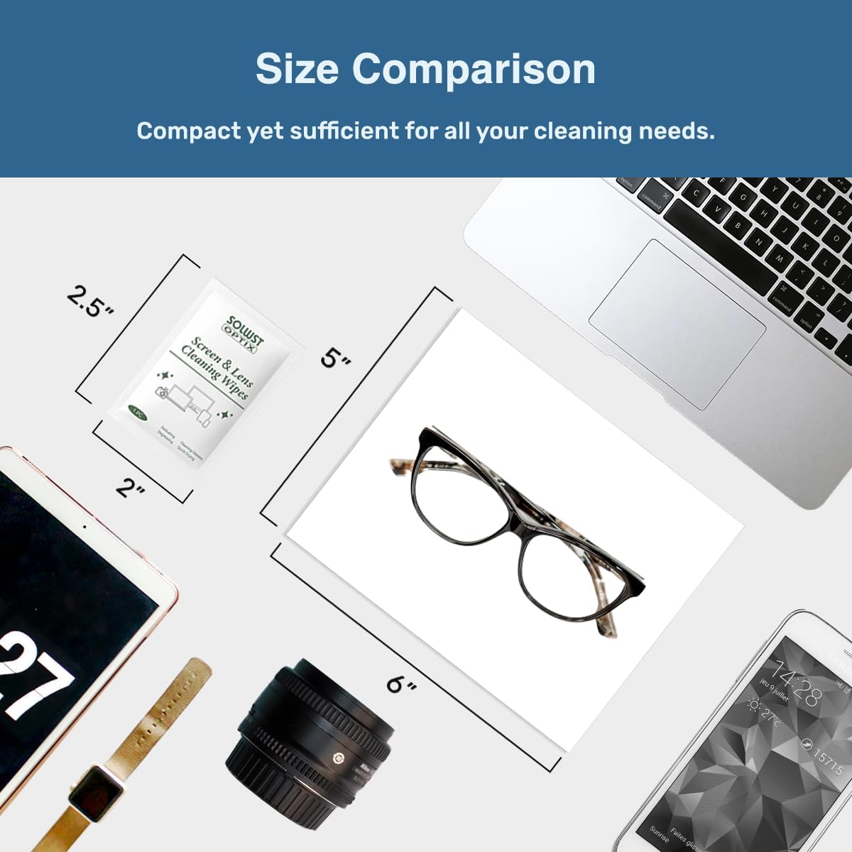 Optix Clear Guard Anti Fog Lens Wipes - 100 Pre-Moistened, Individually Wrapped Wipes for Eyeglasses, Camera Lenses, Sunglasses, Face Shields, Visors, Goggles, and Other Surfaces