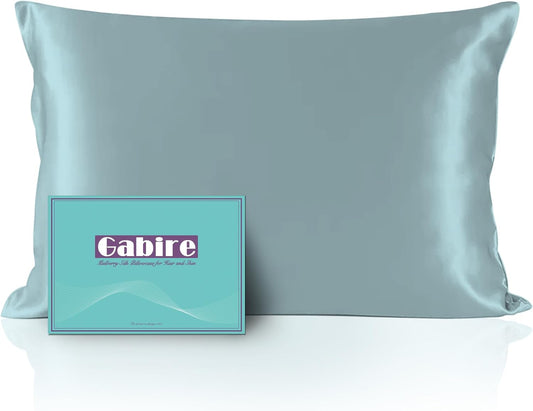 Mulberry Silk Pillow Case for Hair and Skin Prevent Acne Pillowcases Both Sides Real Silk Pillowcases Organic Silk Pillowcase with Hidden Zipper, Haze Blue, Queen (20"×30")