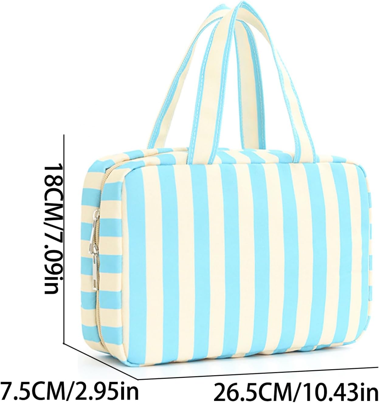 Toiletry Bag for Women Travel Water-resistant Cosmetic Bag Fashion Stripes Makeup Bag with Hanging Hook Preppy for Store Toiletries Cosmetic Accessories Large Capacity Blue