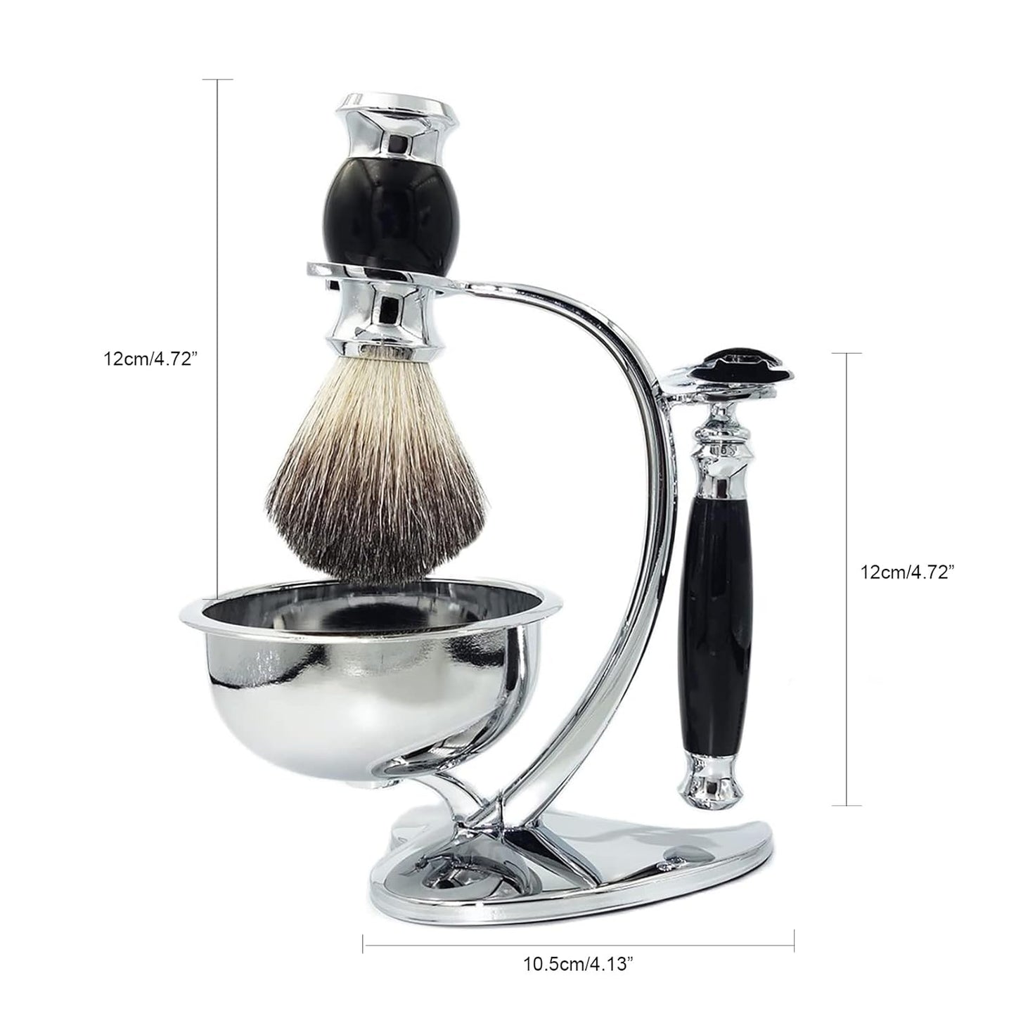 Classic Men's Double Edge Safety Razor Kit includes Pure Badger Hair Shaving Brush,Heart Shape Razor & Brush Stand Holder and Shaving Bowl Christmas Original Gift Set
