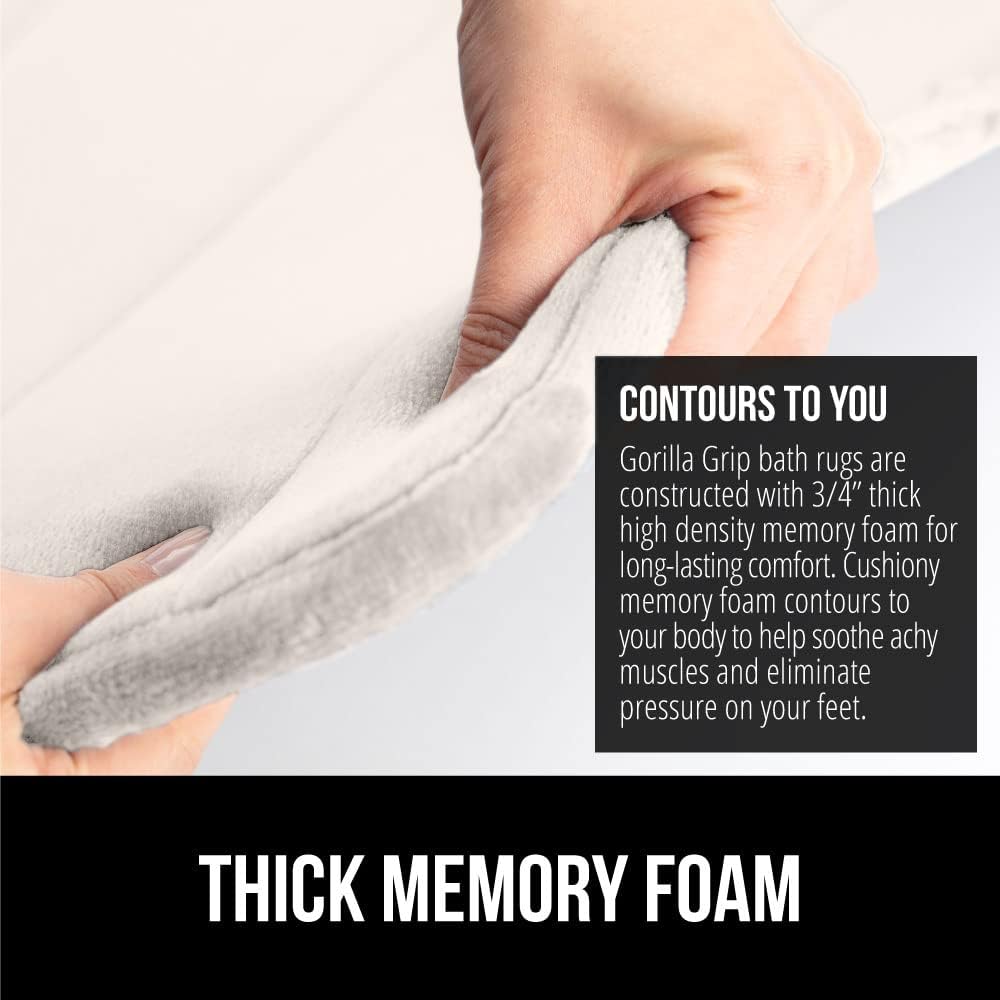 GORILLA GRIP Memory Foam Bath Mat, Soft Absorbent US Designed Bathroom Rug, Gripping Dots Machine Washable Bathmat, Cushioned Floor Mats, Shower Sink Rugs Room Décor Accessories, 36x24 Cream