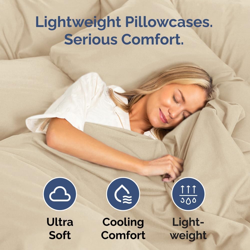 Long Pillowcases - Body Pillow Cover - Long Pillow Insert for Sleeping, Side Sleepers - Soft & Breathable Body Pillow Case with Envelope Enclosure - Comfy, Cozy & Machine Washable - 20" x 54" (Cream)