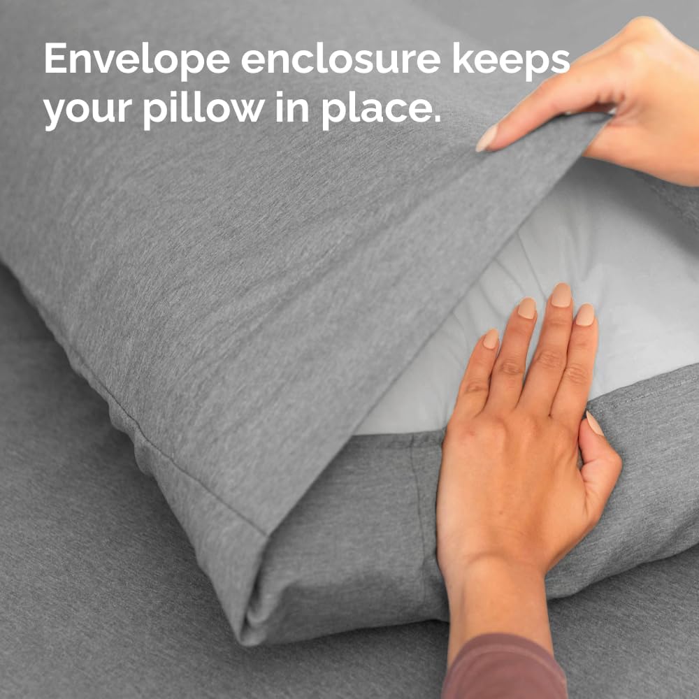 King Pillow Cases Set of 2 - Ultra Soft Hotel Quality Pillowcase Covers - Comfy, Cozy & Wrinkle Free - Shrinkage and Fade Resistant - Machine Washable Pillow Protectors - 2 Piece Set - Heathered Grey