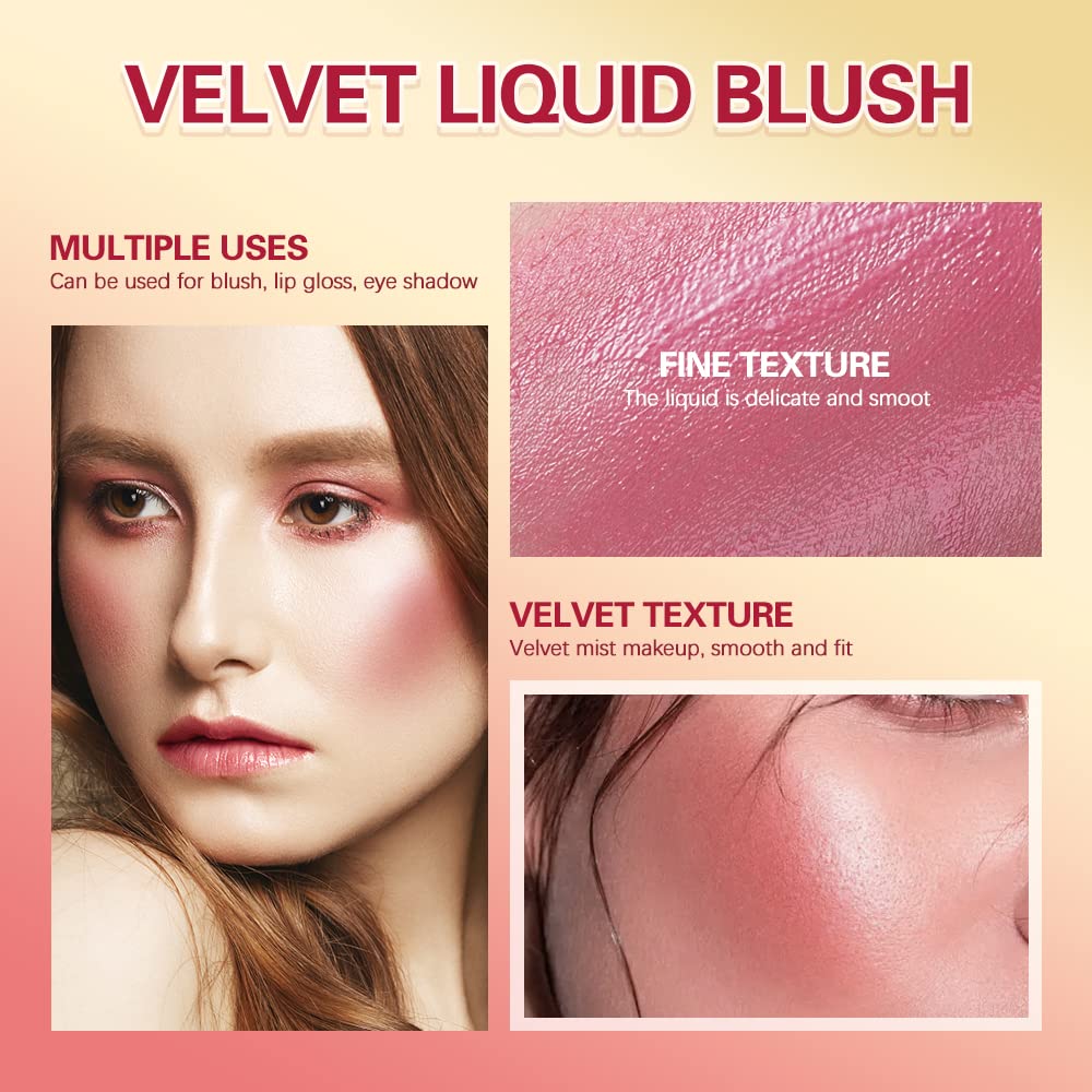 Liquid Blush Stick For Cheeks, Soft Velvet Cream Face Cheek Tint, Natural Matte Pink Red Blush Skin Tint, Waterproof Long Lasting Dewy Makeup, Moisturizing Lightweight Blendable (2#)