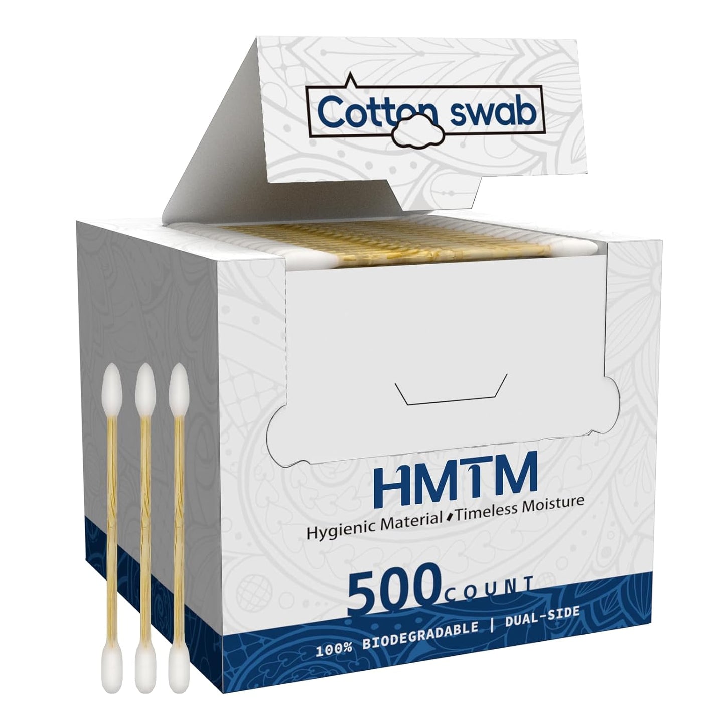 500 Count Cotton Swabs, Bamboo Cotton Swab for Eye Ears Oil Makeup, Lint Free Double Tipped Natural Cotton Buds, Cleaning with Wood Handle Remove Dust and Dirt (Pack of 1))