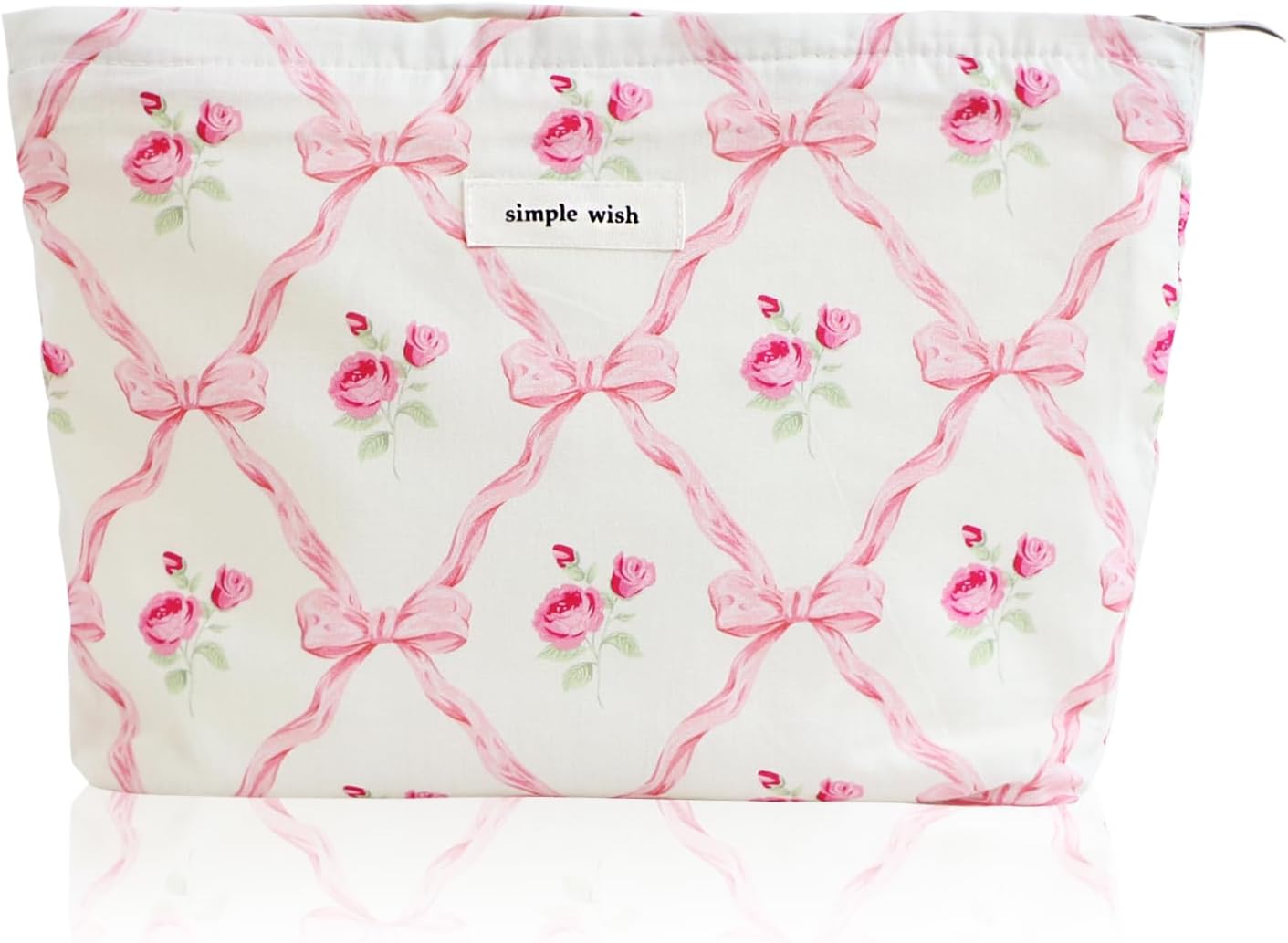 Wudygirl Makeup Bag Cosmetic Bag for Women Pink Pow Makeup Pouch Cute Make up Organizer Portable Handbag Toiletry Bag Large Capacity Zipper Pouch (Pink Pow)