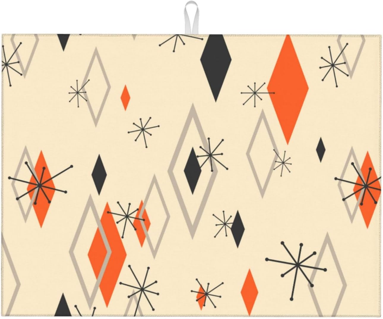 Retro Geometric Pattern Dish Drying Mat For Kitchen Counter Absorbent Large Kitchen Fast Dry Pad Reusable Washable Protector Rack Large Mat 18 X 24