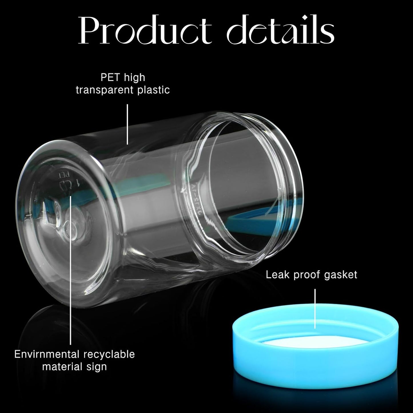 SATINIOR 12 Pack 4 oz Plastic Container Jars with Lids Round Clear Travel Cosmetic Container Slime Jars for Toiletries, Lotion, Cream, Ointments, Makeup, Rhinestone, Samples, Kitchen Storage(Blue)