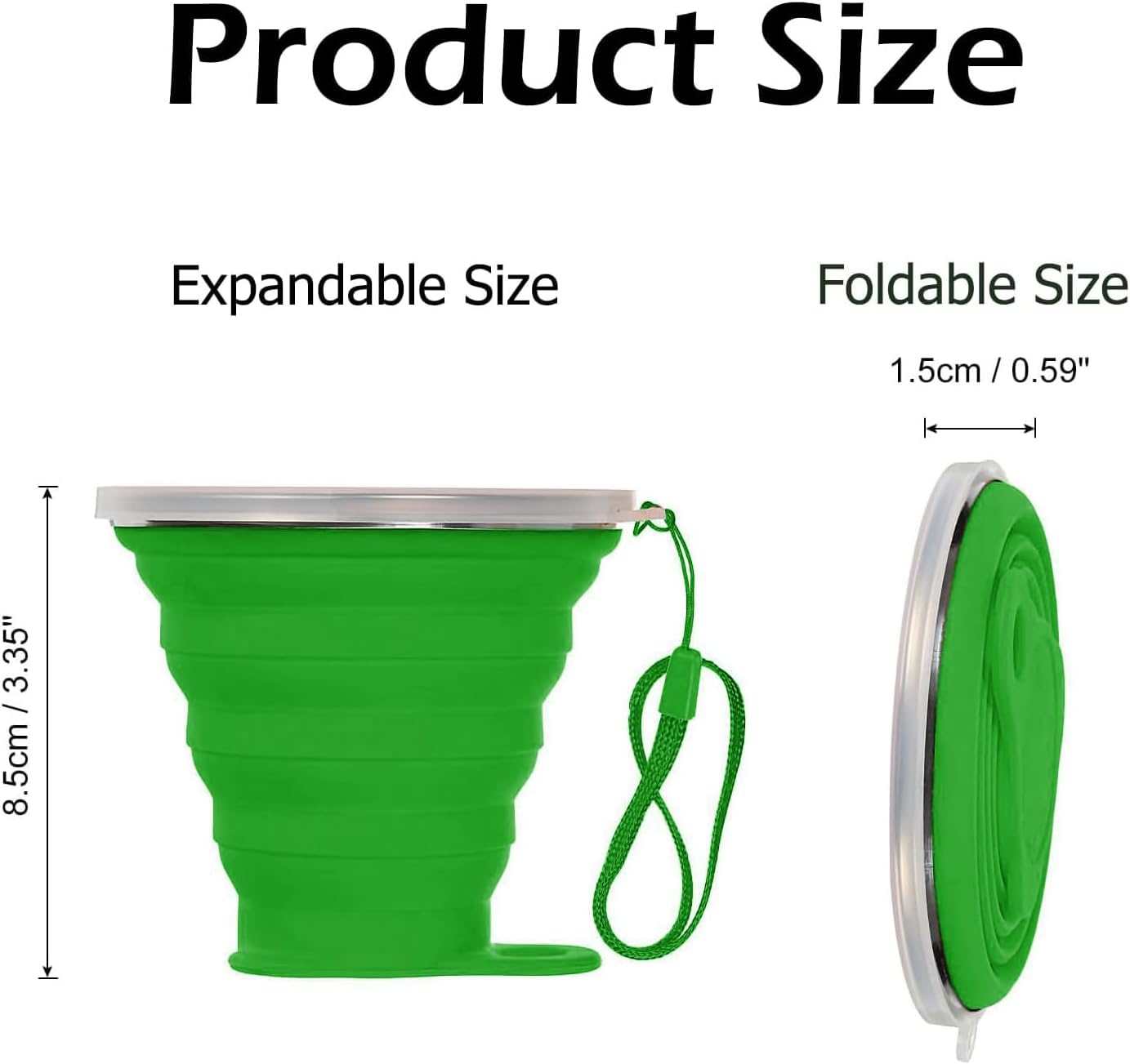Silicone Collapsible Cup,Collapsible Cups for Camping,Folding Cup with Lids,Collapsible Coffee Cup,Reusable Drinking Mugs Cup(Green)