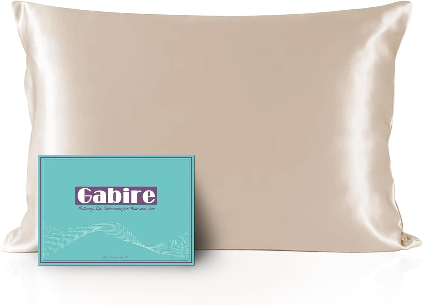 Mulberry Silk Pillowcase for Hair and Skin Prevent Acne Pillowcase Both Sides Real Silk Pillowcases Organic Silk Pillow case with Hidden Zipper, Champagne, Standard (20"×26")