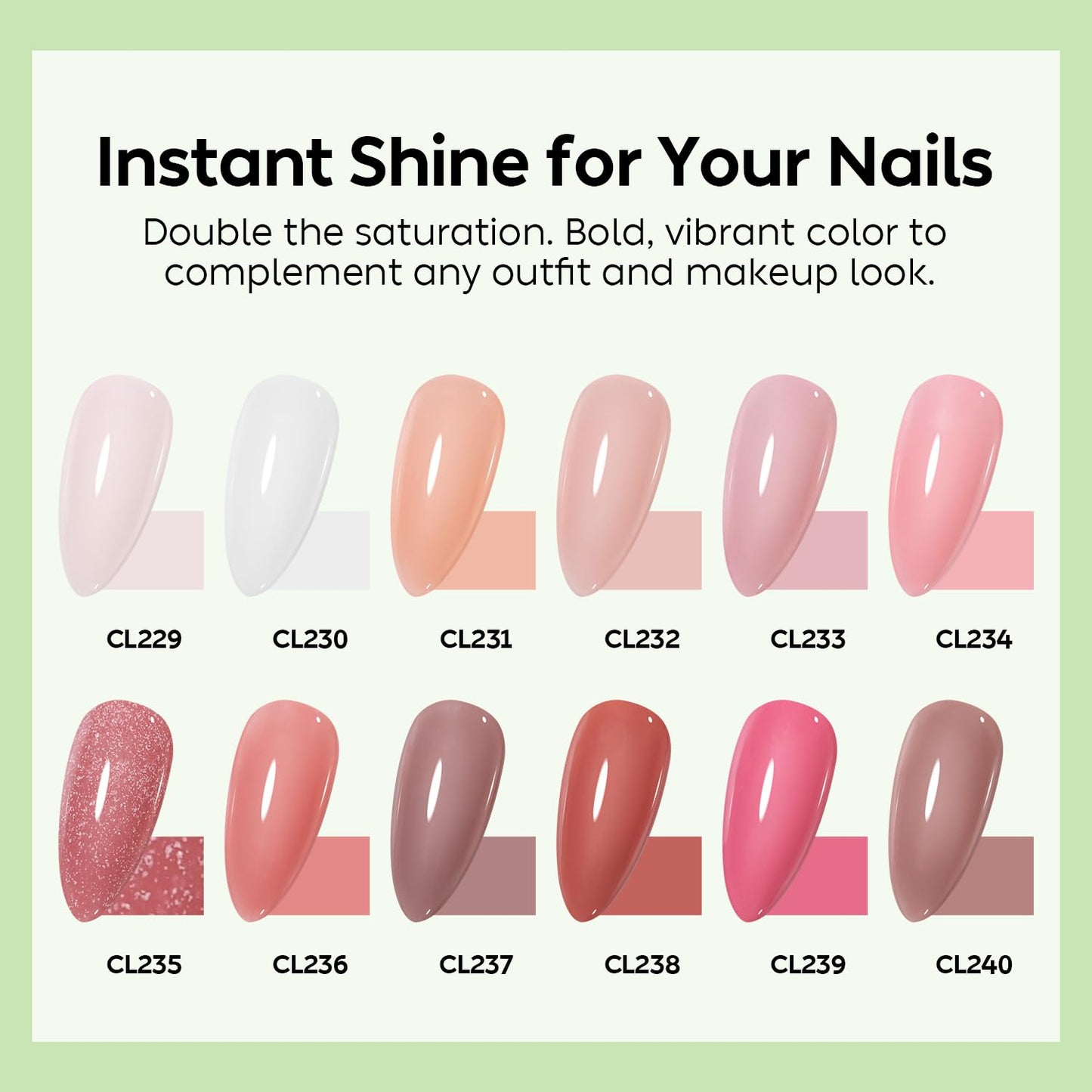 Luxbon 12 pcs Gel Nail Polish Set - Spring Color Set Long Lasting Gel Polish, uv led Soak Off Nail Art Designs Manicure Kit 002