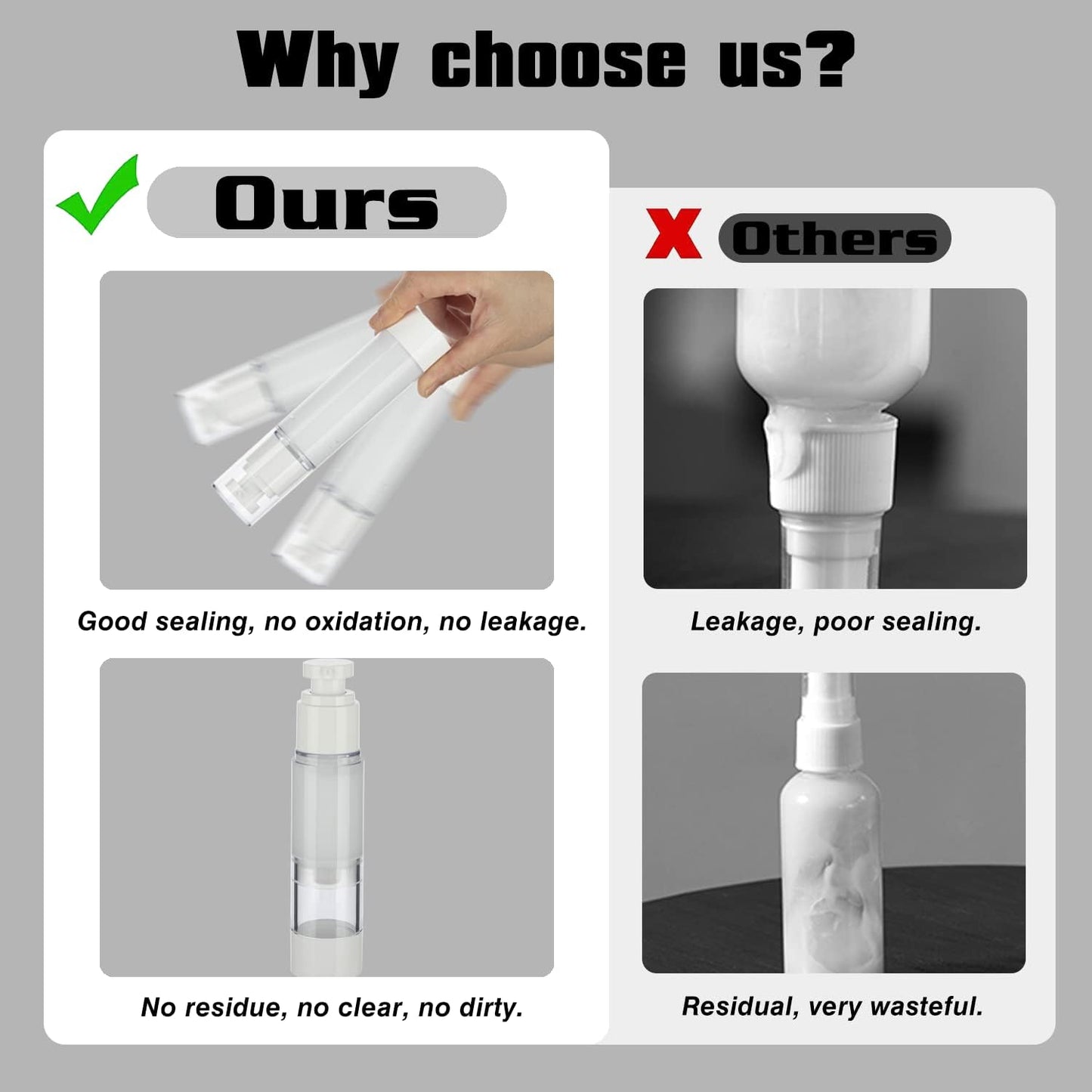 2.7OZ/80ML Clear Airless Pump Bottles, Lotion Dispenser Travel with Pump, Vacuum Plastic Travel Size Lotion Bottle for Foundation, Creams, Cosmetic(6 Pack)