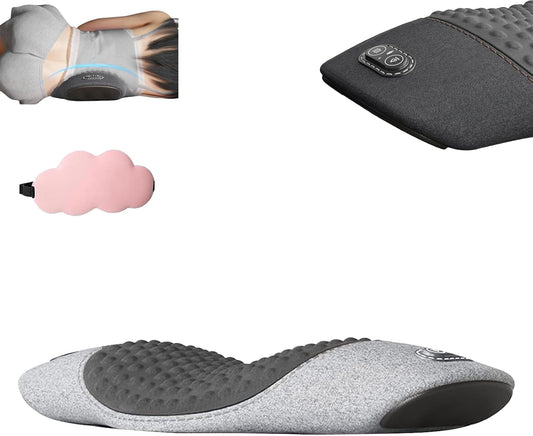 Triple Fusion Back Massager, 3-in-1 Back Massager with Traction Lifting, Electric Fusion Massager with Lifting and Vibration Massage and Heat Compress Against Pain (Grey B)