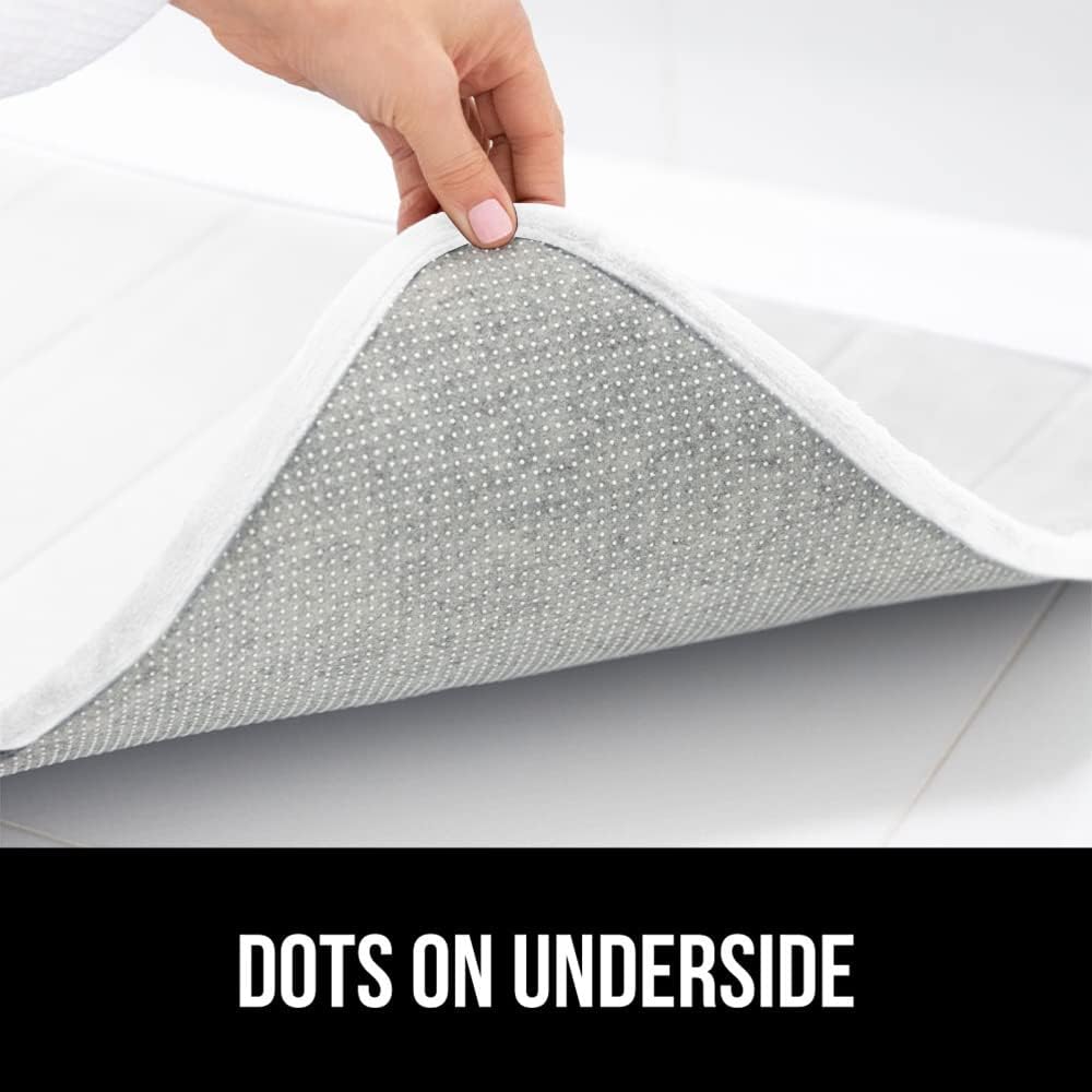 GORILLA GRIP Memory Foam Bath Mat, Soft Absorbent US Designed Bathroom Rug, Gripping Dots Machine Washable Bathmat, Cushioned Floor Mats, Shower Sink Rugs Room Décor Accessories, 60x24 White