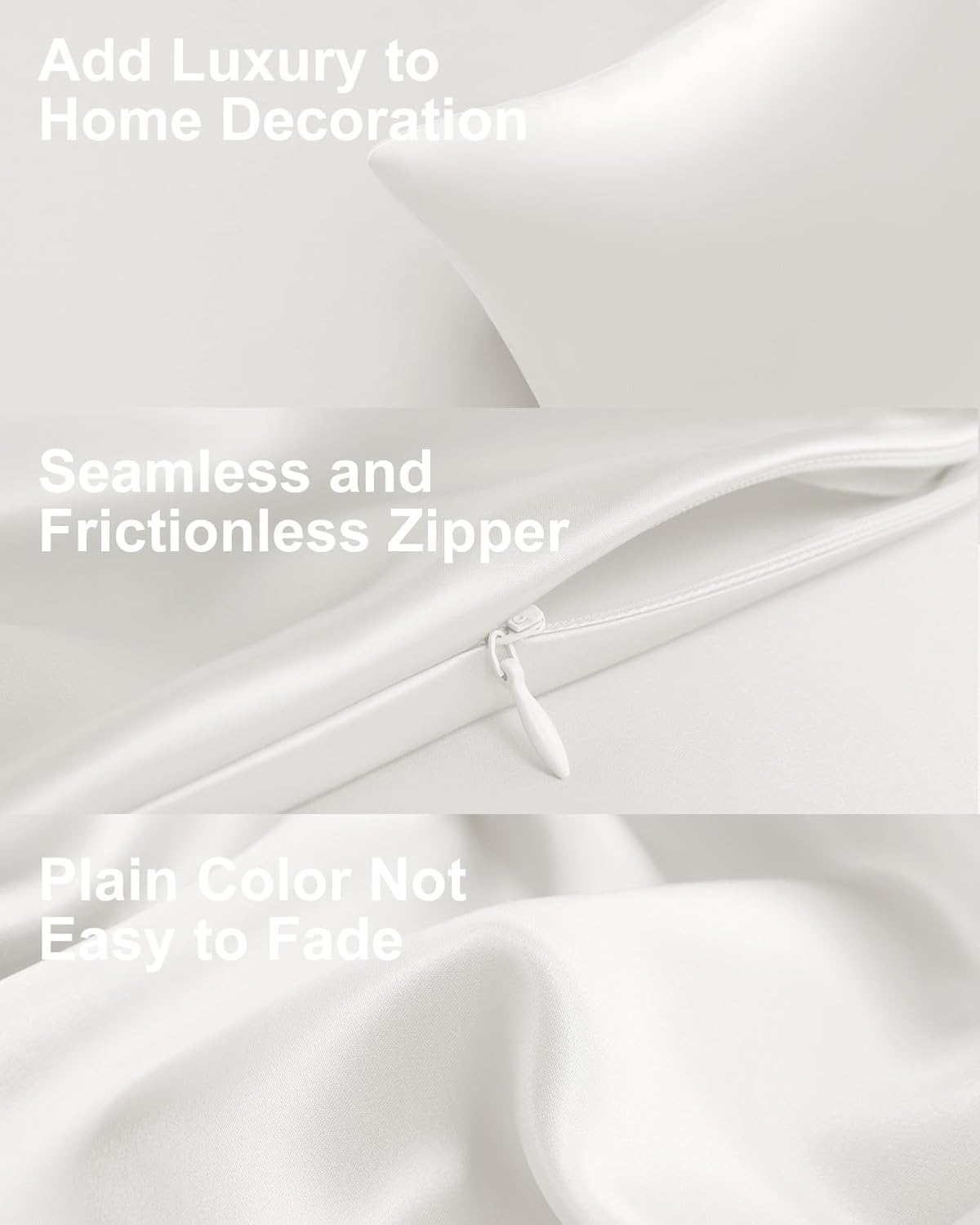 THXSILK Set of 2 100% Pure Mulberry Silk Pillowcases for Hair and Skin - Upgraded Real Grade 6A+ Mulberry Silk - Durable, Soft and Anti-Aging Silk Pillow Cases (King 20"x36", White)