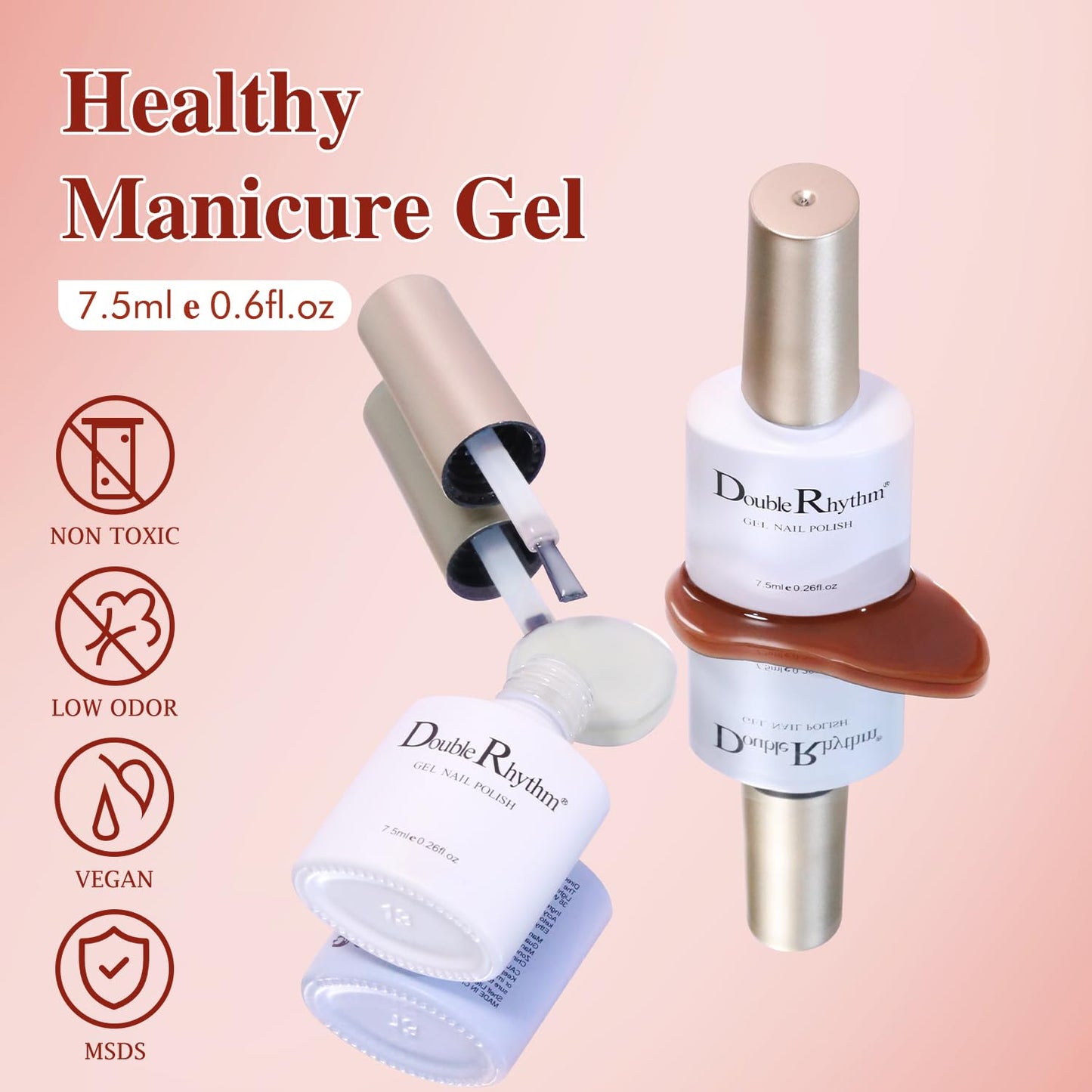 Double Rhythm Gel Nail Polish Set of 6 Colors Baby Light Pastel Milky Nail Polish Starter Kit Art DIY Salon Home (Jelly Sheer White Nude Brown Coffee,Kit 19)