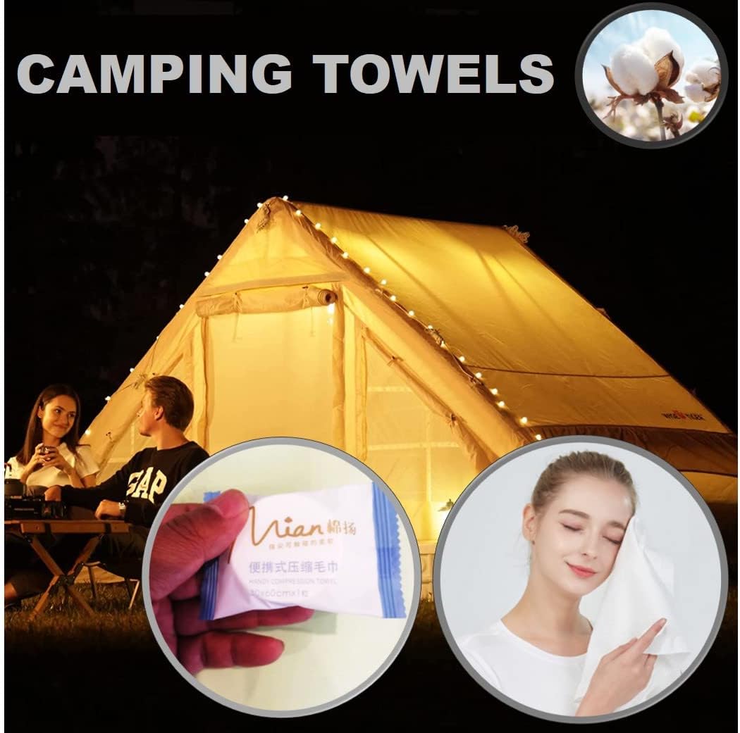Premium Extra Large and Thick (23.6" X 11.8") Pure Cotton Disposable Washcloths, Portable Travel Towels Wash Cloth for Camping Hiking Backpacking or Traveling