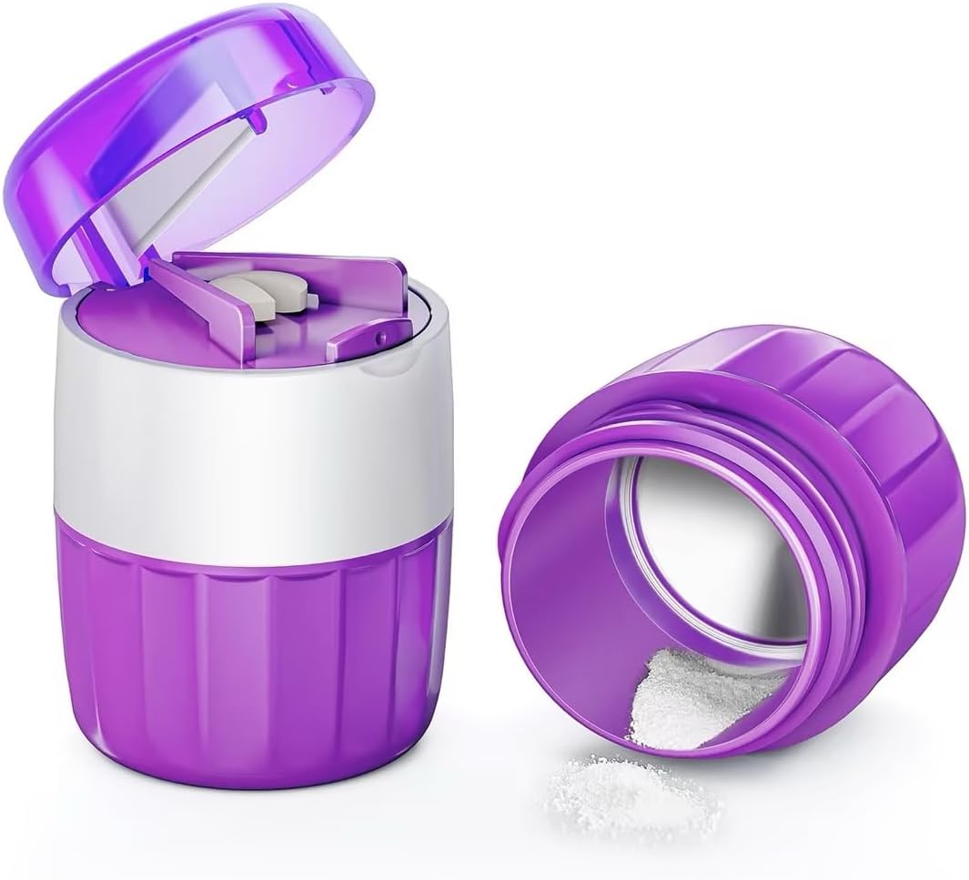 DEPAD 3-in-1 Pill Crusher and Pills Cutter, Pil Crusher Fine Powder with Stainless Steel Grinding Head, Tablet Grinder with Storage for Tablets, Pill Cutter Splitter for Small and Tiny Pills