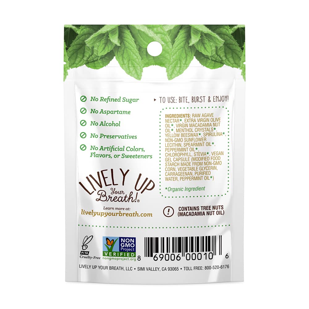 Chewable Liquid Filled Mint Capsule Breath Fresheners, 120 ct. Fights Bad Breath, Vegetarian Formula (comes in 12 individual packets)