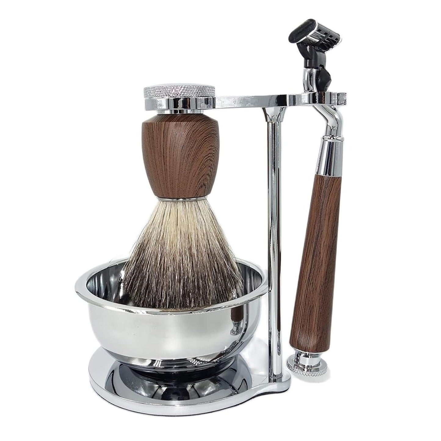 Deluxe Men Shaving Kit Includes Pure Badger Hair Shaving Brush and Bowl Kit,Compatible with Mach 3 Triple Blade 3-Layer Intimate Razor,Clean Shave Birthday Christmas Original Shaving Set