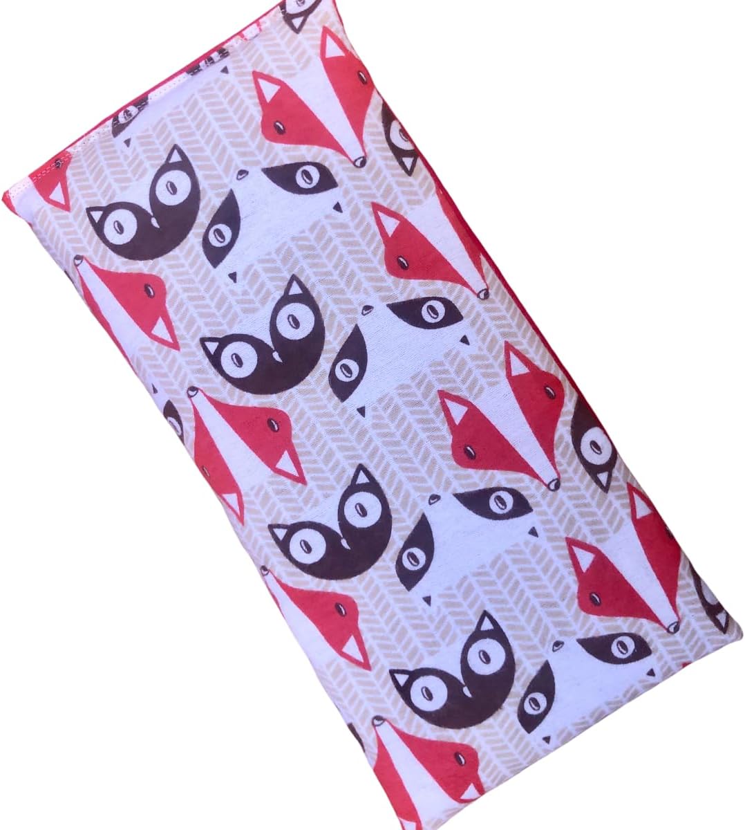 Microwave Heating Pad Filled With Flax Seed and Choice of Dried Herbs, Herbal Cold Pack, Good Size for Back Pain and Cramps, Hot and Cold Therapy, 6" x 12" (Red Fox, No Added Herbs)