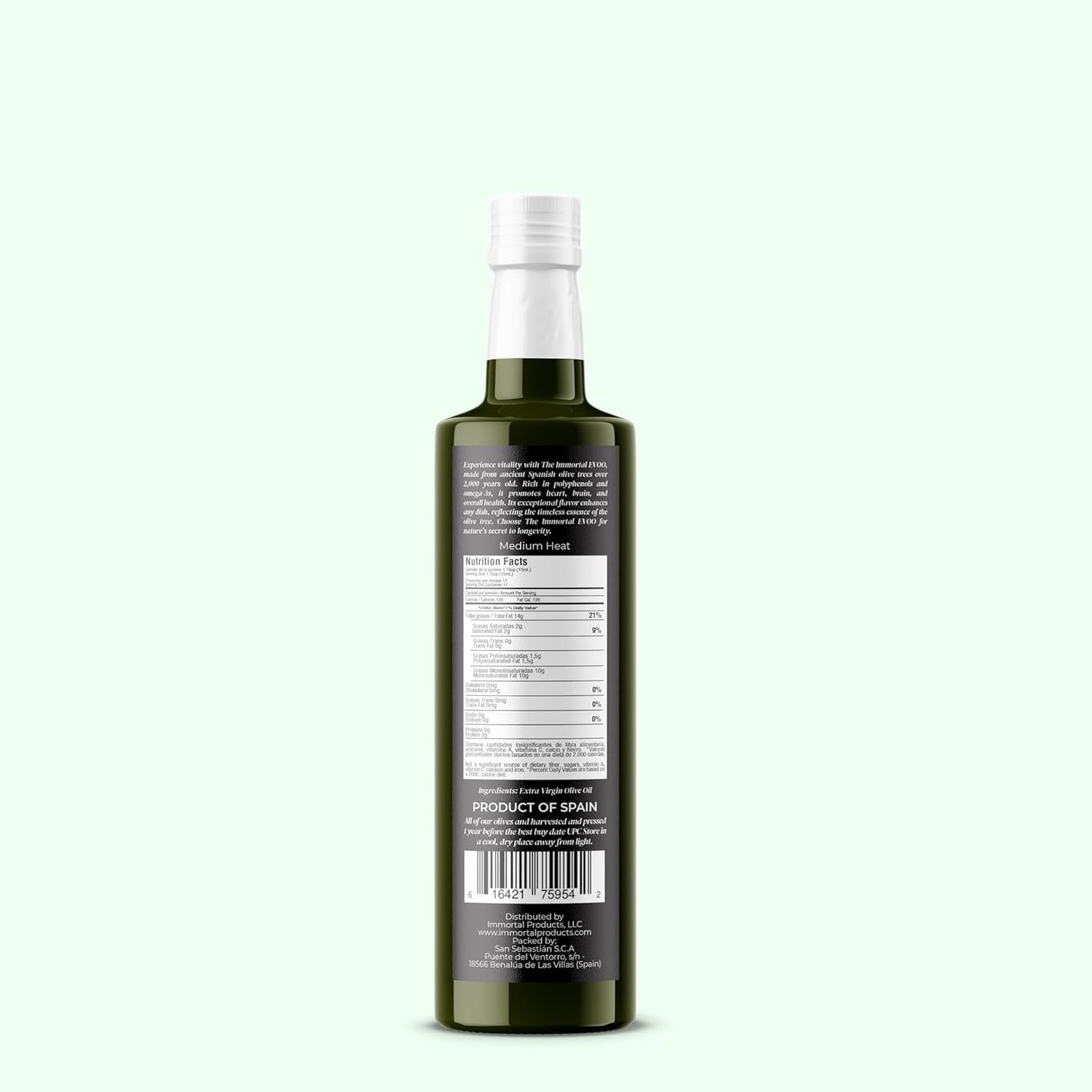 The Immortal Olive Oil | Premium Extra Virgin Olive Oil from Ancient Spanish Trees | High Polyphenol Content | Cold-Pressed | Third-Party Tested for Purity, 250ml