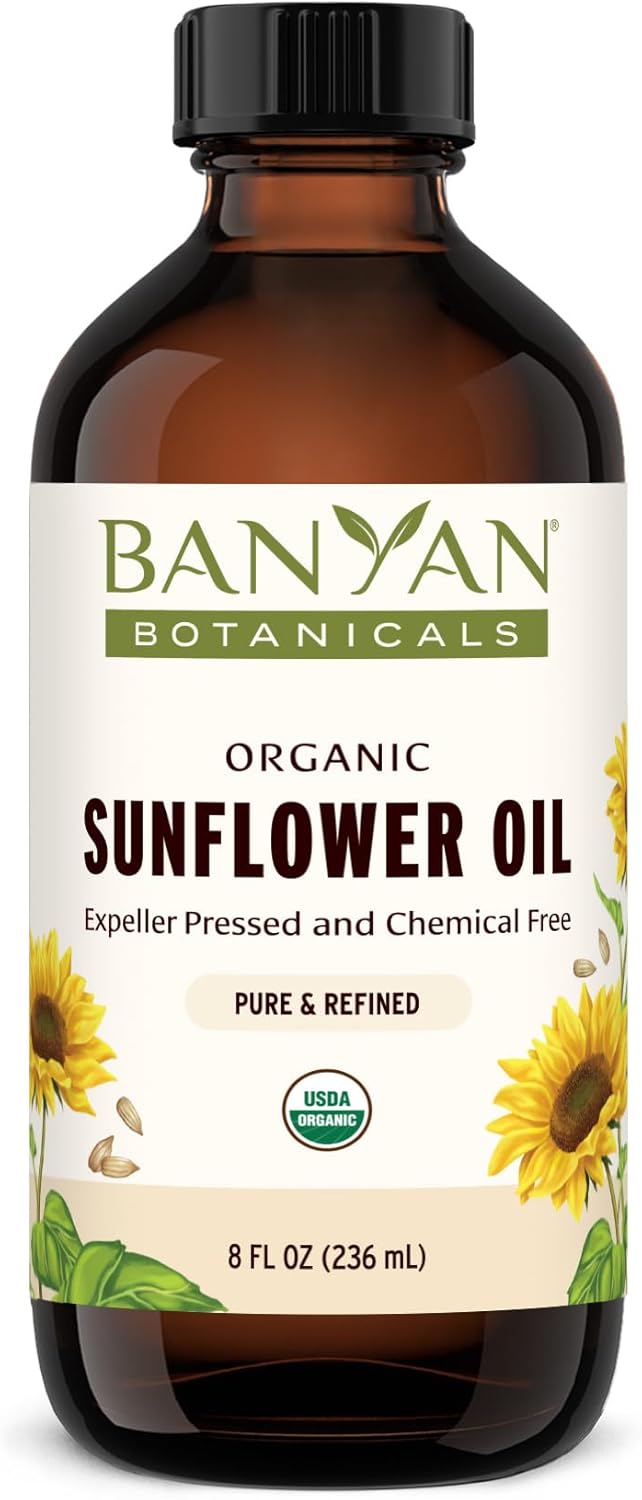 Banyan Botanicals Sunflower Oil – Pure & Organic Sunflower Seed Oil for Skin, Body, Hair & More – Multiple Sizes – 8 oz – Expeller Pressed Non GMO Chemical Free