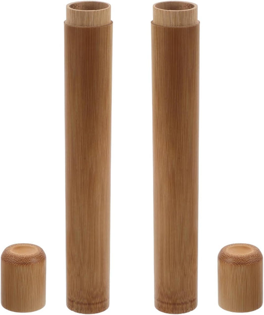 2Pcs Portable Bamboo Toothbrush Holder Case Lightweight Travel Tube for Hiking Camping and Daily Use Storage for Bamboo and Toothbrushes