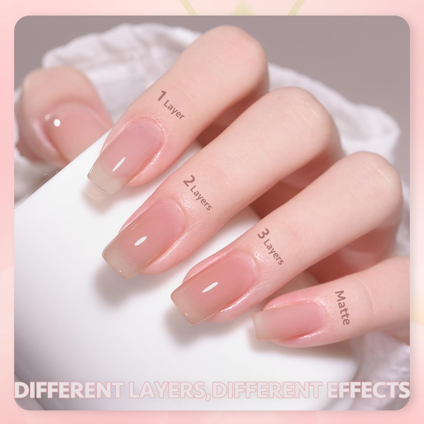 GAOY Nude Jelly Gel Nail Polish Set, 6 Transparent Colors Sheer Pink Neutral Gel Kit for Salon and Nail Art DIY at Home