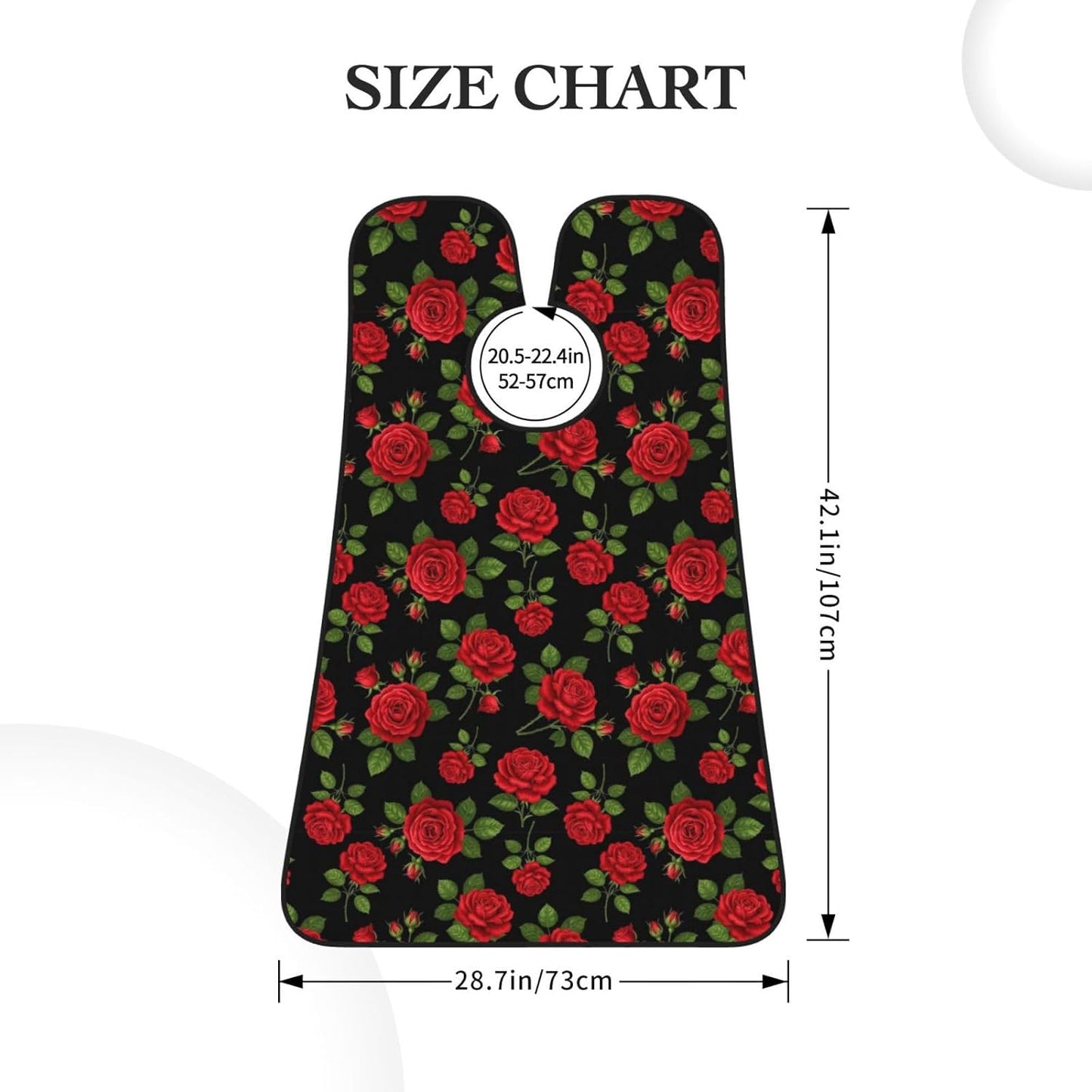 Ultimate Shaving Bib, Beard Trimming Apron with Hair Catcher, Floral Flowers Black Red Roses