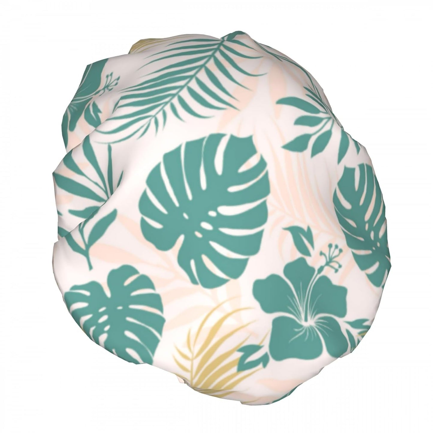 Palm Leaf Nature Double Layer Waterproof Shower Cap for Women Reusable Bath Cap for All Long Hair Lengths Soft Bath Shower Hat